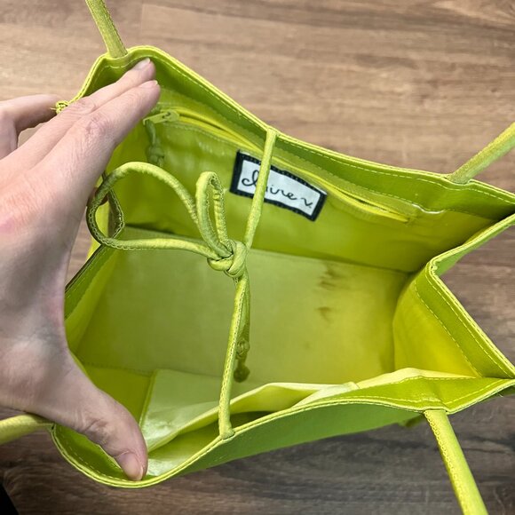 Clare V Silk Chartreuse Purse Yellow Green Small Shoulder Bag Purse - Picture 15 of 16